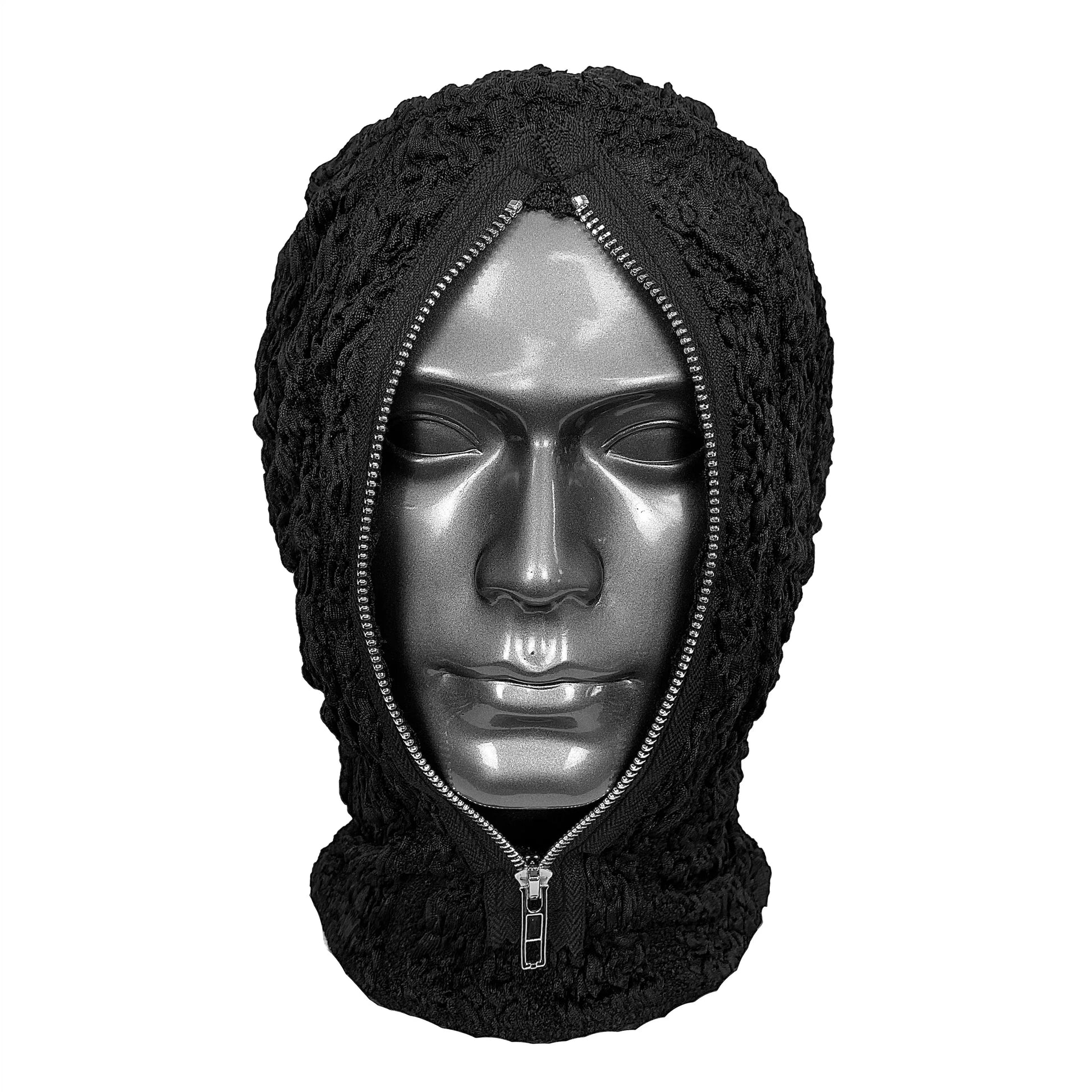 Zipper Techwear Style Breathable Elastic Knitted Full Face Mask Men Women Hip Hop Punk Rock Hat Headgear Cosplay Costume