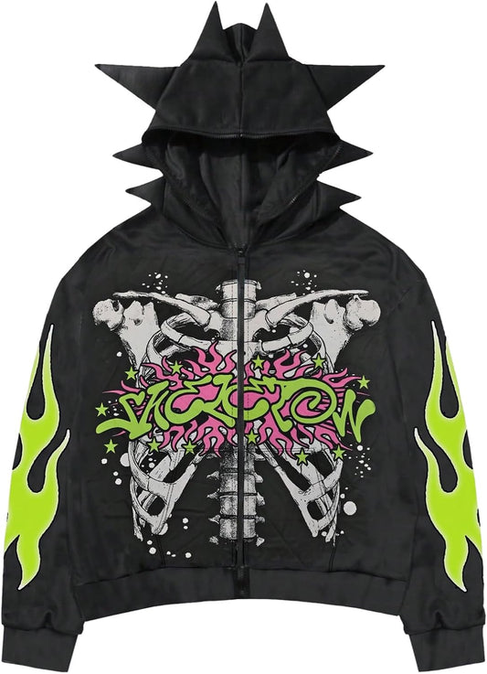 Y2K Gothic Zip-Up Hoodie