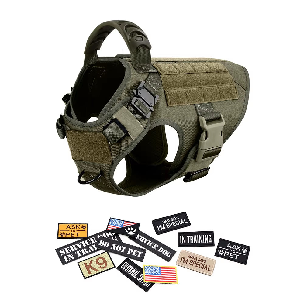 Tactical Dog Harness Kit 🐾 Military Training Vest with Patches & Bags