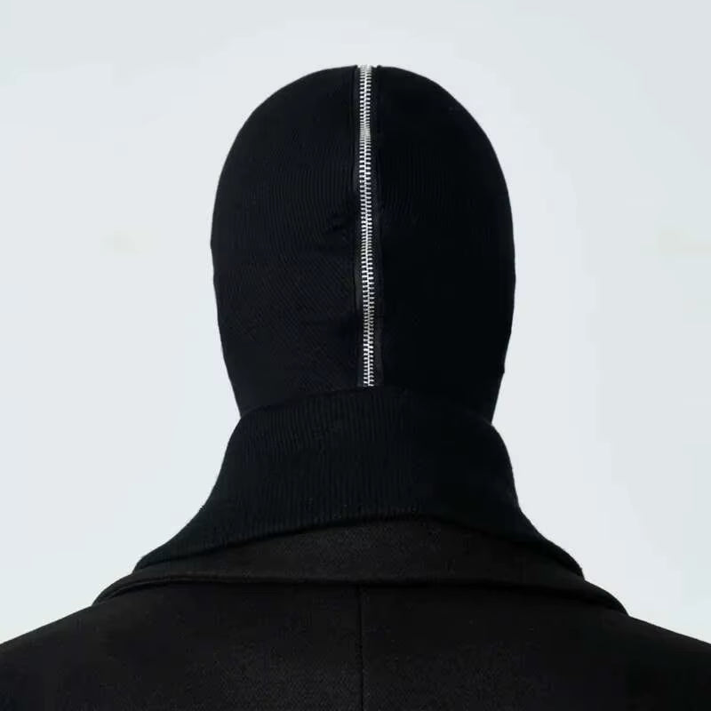 Spring Autumn Dark Black White Versatile Men'S Dark Tide Zipper Women'S Head Cover Mask Punk Techwear Fashion Gothic HK0300