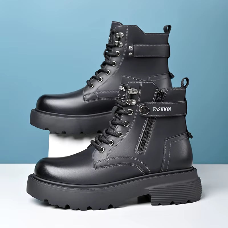 Street-Rider Leather Boots – High-Top Men’s Sneakers with Attitude