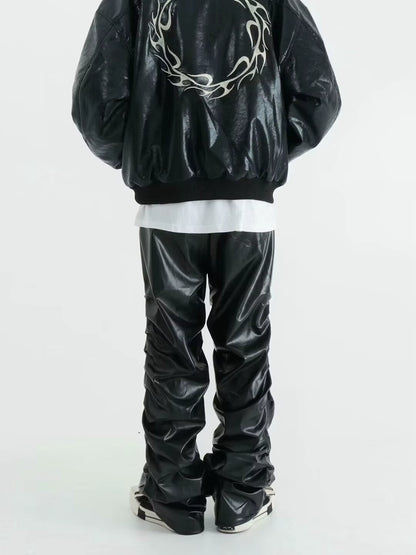 Elevate Your Style with Bold PU Leather Hip-Hop Pants - Loose Harajuku Fit for Ultimate Comfort