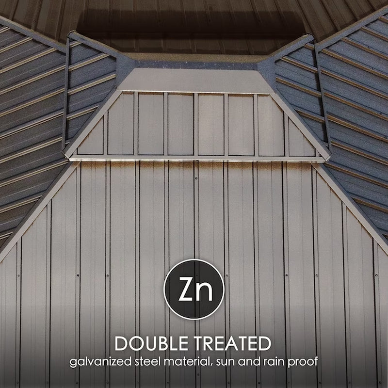 Transform Your Outdoor Space with the Elegant 12-Ft x 16-Ft Brown Hardtop Gazebo – Complete with Screen for Ultimate Comfort