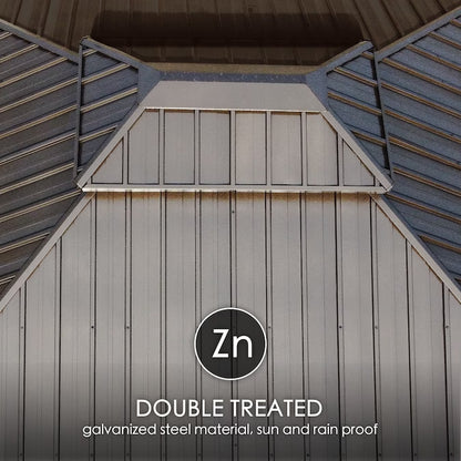 Transform Your Outdoor Space with the Elegant 12-Ft x 16-Ft Brown Hardtop Gazebo – Complete with Screen for Ultimate Comfort