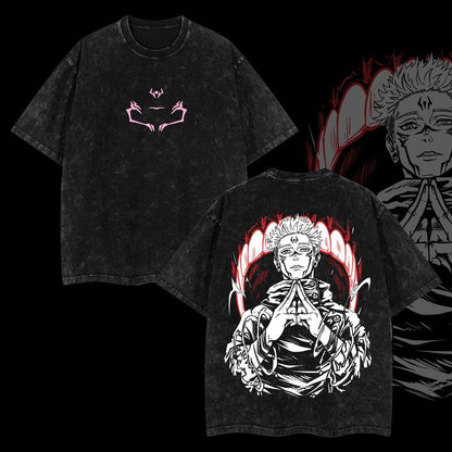 "Ryomen Sukuna 🕷️ – King of Curses Vintage Oversized Tee 🖤"