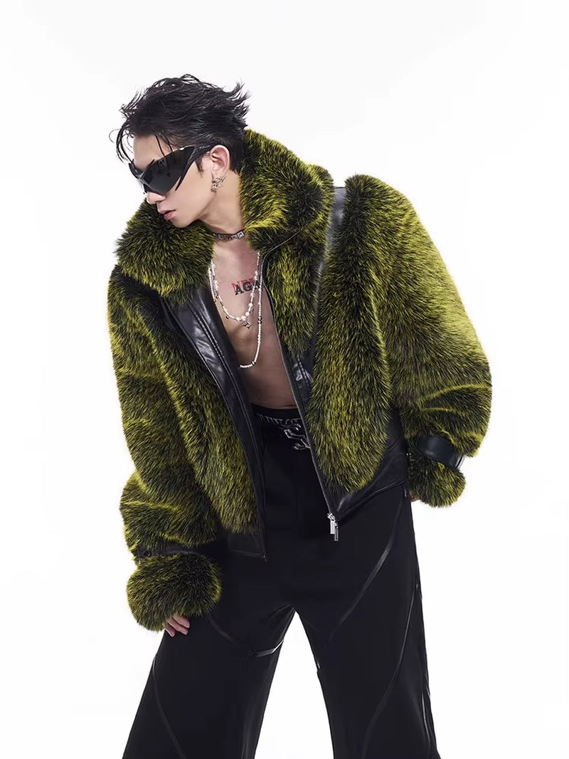 Men’s Luxury Faux Fur Patchwork Coat 2025 🖤🔥