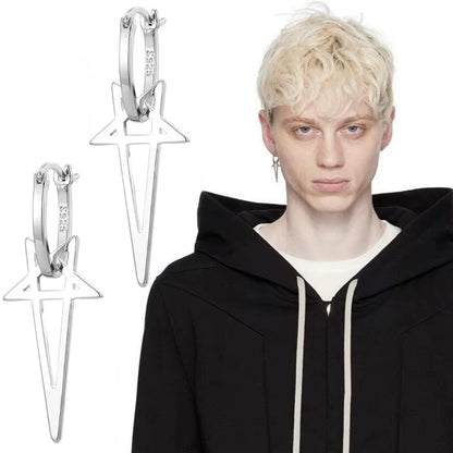 Elevate Your Style with Gothic Cyberpunk Star Drop Earrings - Unisex Alloy Earstuds for Hip-Hop Punk Fashion