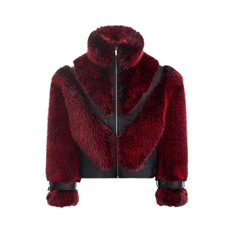 Men’s Luxury Faux Fur Patchwork Coat 2025 🖤🔥