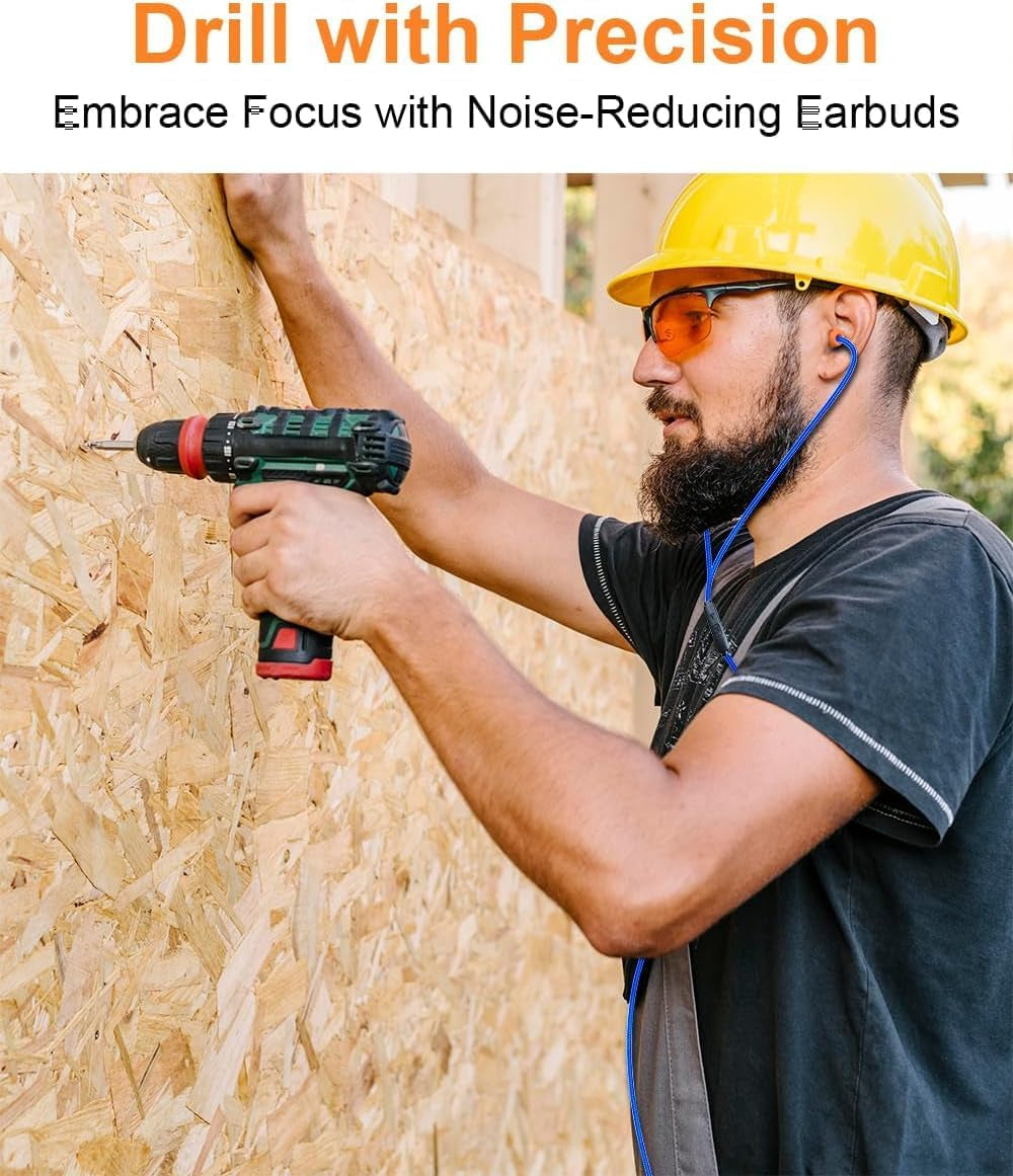 KR10J 27dB NRR Safety Earbuds – 3.5mm Wired Work Headphones with Mic & Noise Reduction