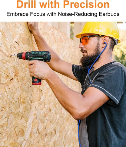 KR10C USB-C Safety Earbuds – 27dB NRR Noise Reduction, Wired Work Headphones with In-Line Mic