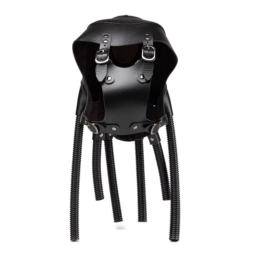 Xenomorph Steampunk Leather Mask – Alien Tentacle Monster Cosplay | Gothic Halloween Masquerade