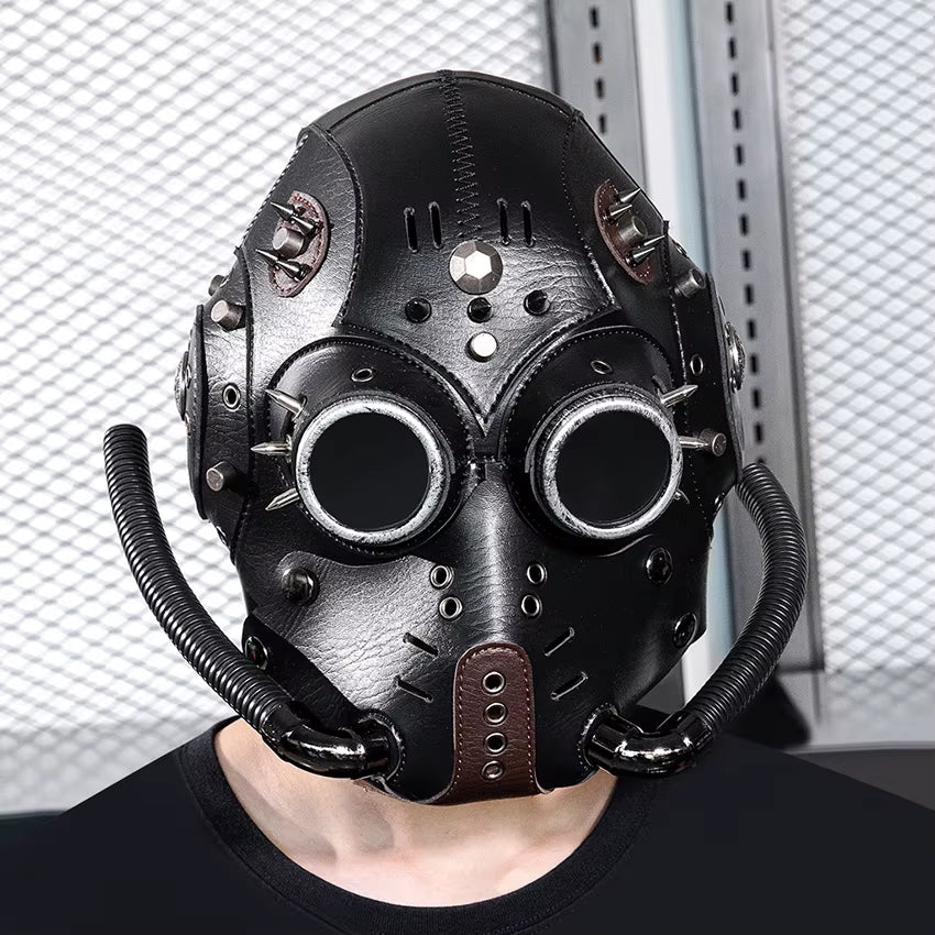 Plague Doctor Steampunk Gas Mask – Gothic PU Leather Cosplay Halloween Costume Mask