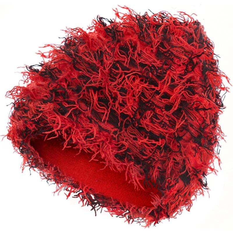 “Emo Distressed Beanie 🖤 Fuzzy Knit Winter Cap Unisex”