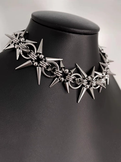 Punk Grunge Rock Rivet Chain Earrings Cool Fashion Handmade Geometric Necklace Goth Charm Jewelry Hip Hop Accessories