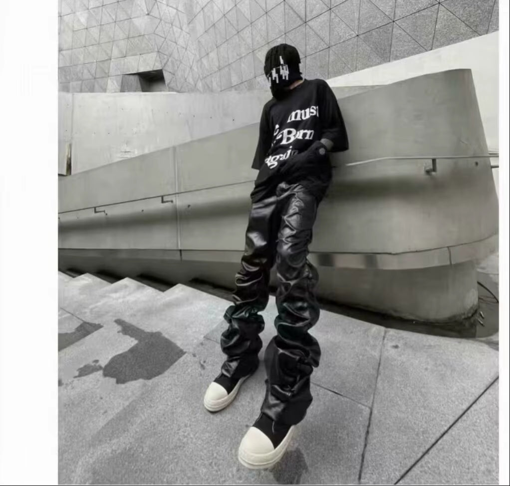 Elevate Your Style with Bold PU Leather Hip-Hop Pants - Loose Harajuku Fit for Ultimate Comfort