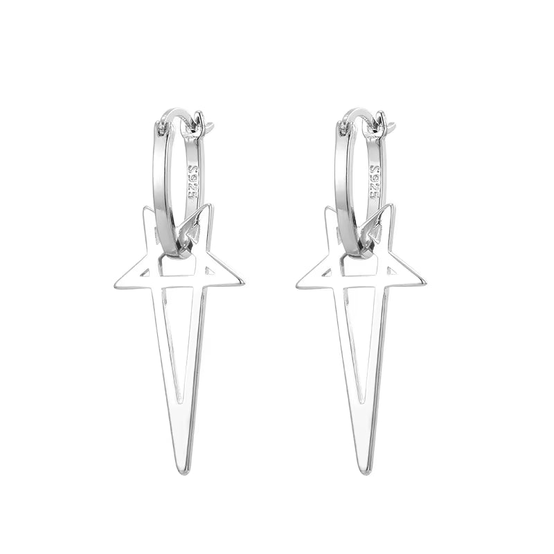 Elevate Your Style with Gothic Cyberpunk Star Drop Earrings - Unisex Alloy Earstuds for Hip-Hop Punk Fashion