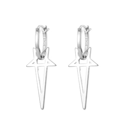 Elevate Your Style with Gothic Cyberpunk Star Drop Earrings - Unisex Alloy Earstuds for Hip-Hop Punk Fashion