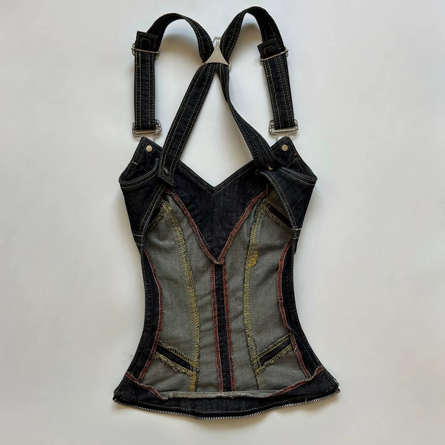 🖤 Y2K Denim Corset & Pleated Skirt Set — Dark Streetwear Elegance ✨