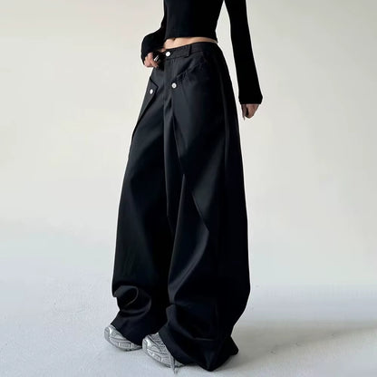 Unisex Double-Layer Wide-Leg Pants — Grunge & Old Money Streetwear 2025