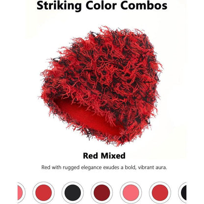 “Emo Distressed Beanie 🖤 Fuzzy Knit Winter Cap Unisex”