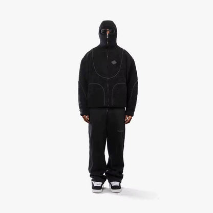 🖤 Fleece Tech Hooded Jacket — Minimal Y2K Streetwear Warmth ⚡