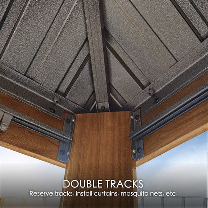 Transform Your Outdoor Space with the Elegant 12-Ft x 16-Ft Brown Hardtop Gazebo – Complete with Screen for Ultimate Comfort