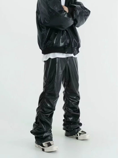 Elevate Your Style with Bold PU Leather Hip-Hop Pants - Loose Harajuku Fit for Ultimate Comfort