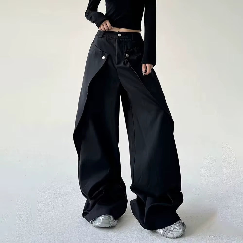 Unisex Double-Layer Wide-Leg Pants — Grunge & Old Money Streetwear 2025