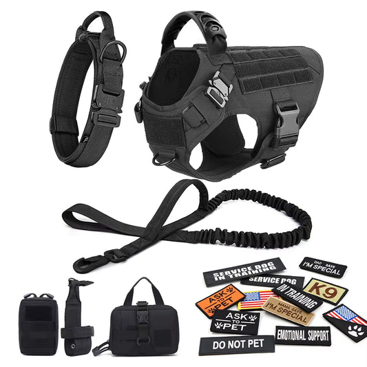 Tactical Dog Harness Kit 🐾 Military Training Vest with Patches & Bags