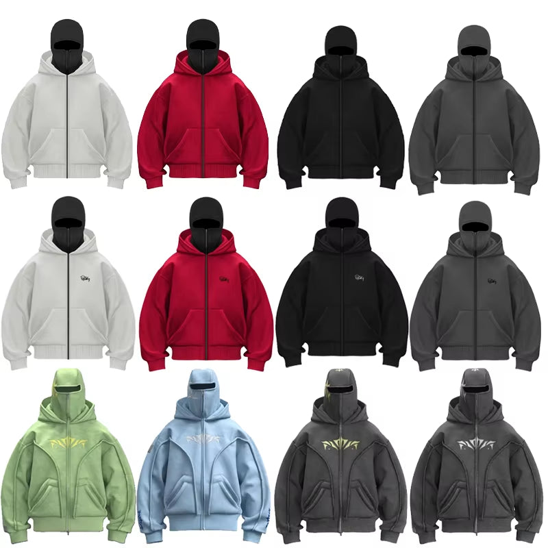 🖤 Harajuku Double Hood Hoodie ⚡ Vintage Street Style