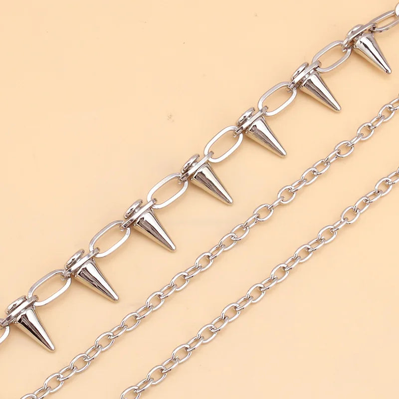 Fashion Hip-Hop Punk Metal Rivets Pants Chain Multi-Layer Waist Chain Dress up Pants Hundred with Jewelry Emo Accessories Gifts