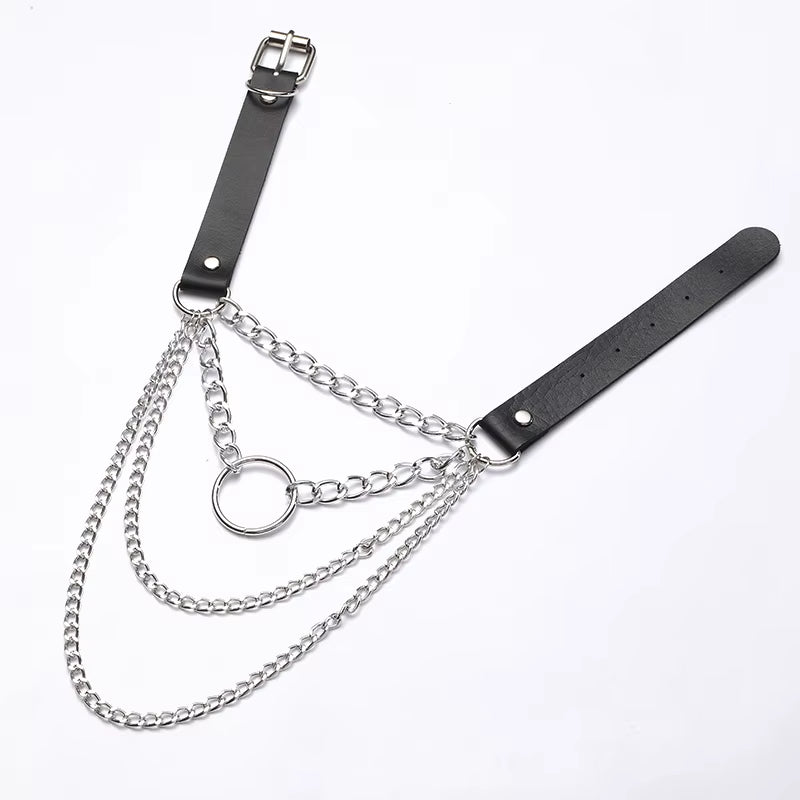 Layered Chain Necklace Punk Choker Collar Goth Pendant Necklace Women Black Leather Emo Gothic Jewelry