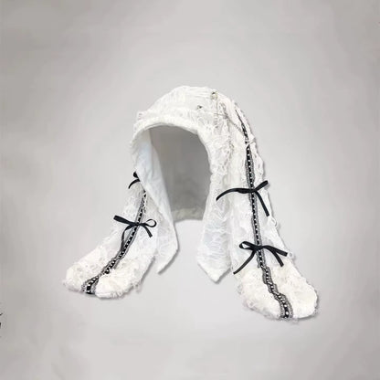 🖤 Gothic Punk Tassel Beanie — Ripped Rivet Earflap Techwear Hat ⚙️