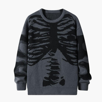 Emo Skeleton Sweater 🖤 Oversized Gothic Knitwear”