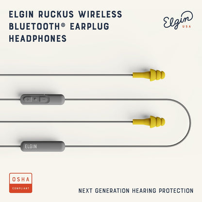 Ruckus Wireless Bluetooth Safety Earbuds – 25dB NRR, OSHA Compliant, Noise-Canceling Mic, 12h Playtime, IP65