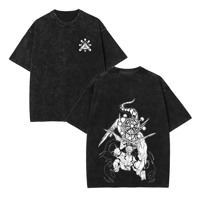 "Mahoraga x Sukuna 🕷️ – Cursed Souls Vintage Tee 🖤"