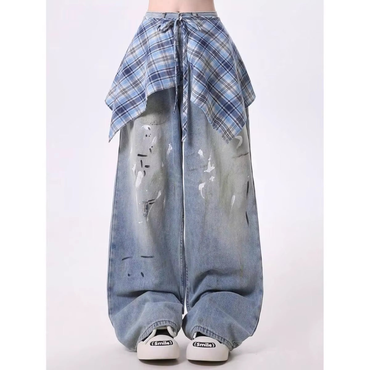 Gothic Heavy Industrial Straight Leg Jeans Distressed Cotton Denim Punk Sweet Cool Style Harajuku Subculture Grunge Streetwear