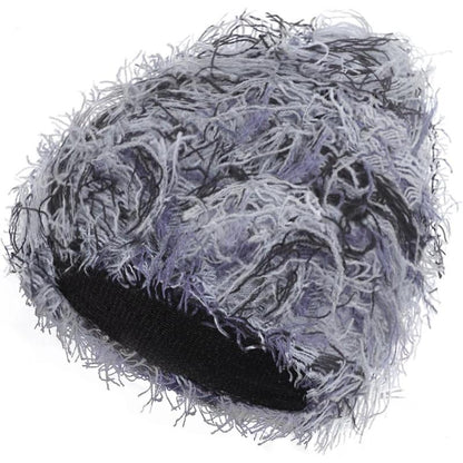 “Emo Distressed Beanie 🖤 Fuzzy Knit Winter Cap Unisex”