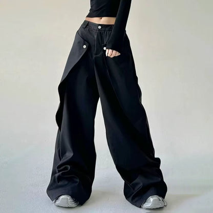 Unisex Double-Layer Wide-Leg Pants — Grunge & Old Money Streetwear 2025