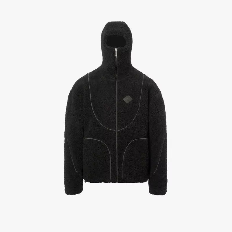 🖤 Fleece Tech Hooded Jacket — Minimal Y2K Streetwear Warmth ⚡