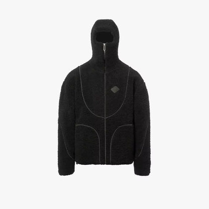 🖤 Fleece Tech Hooded Jacket — Minimal Y2K Streetwear Warmth ⚡