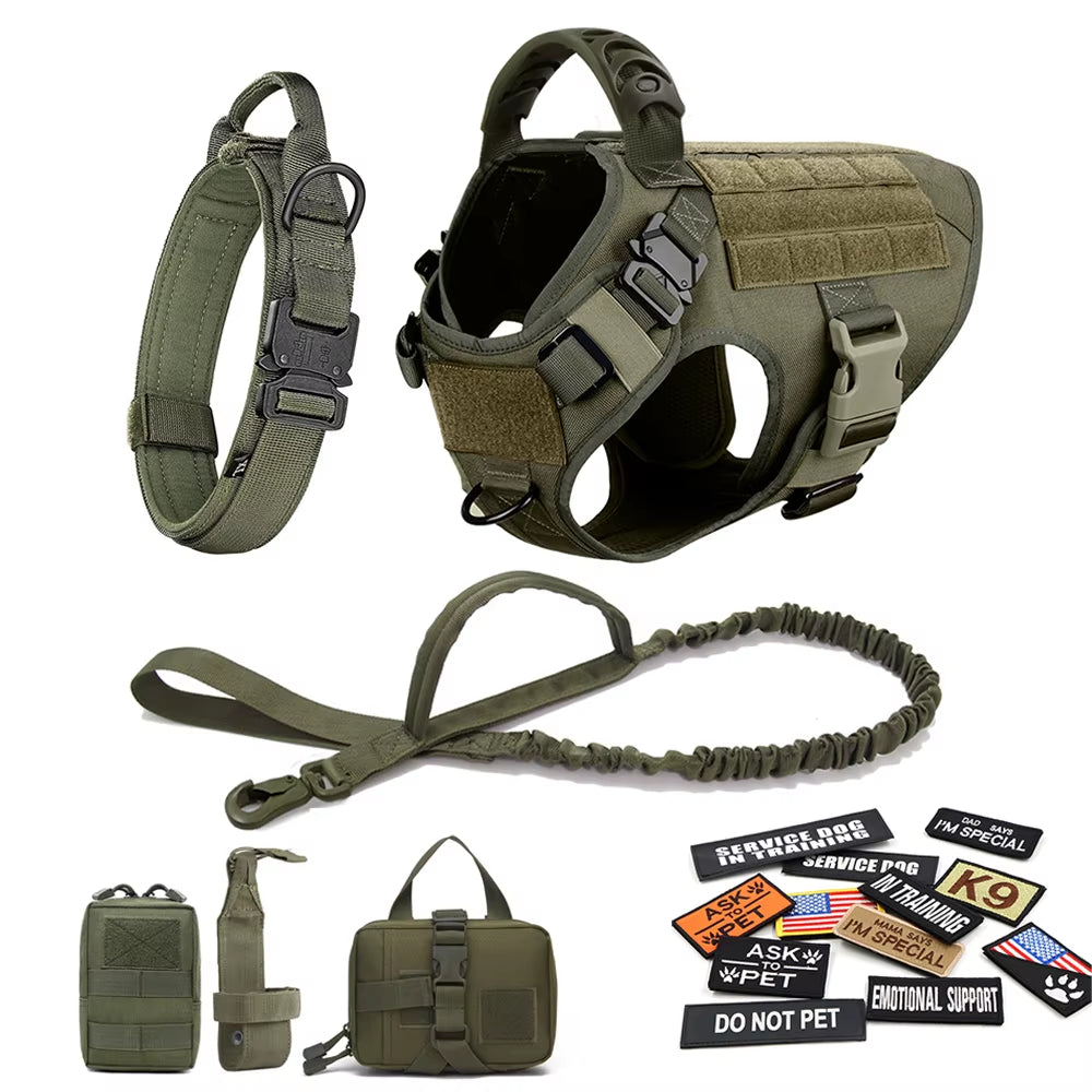 Tactical Dog Harness Kit 🐾 Military Training Vest with Patches & Bags