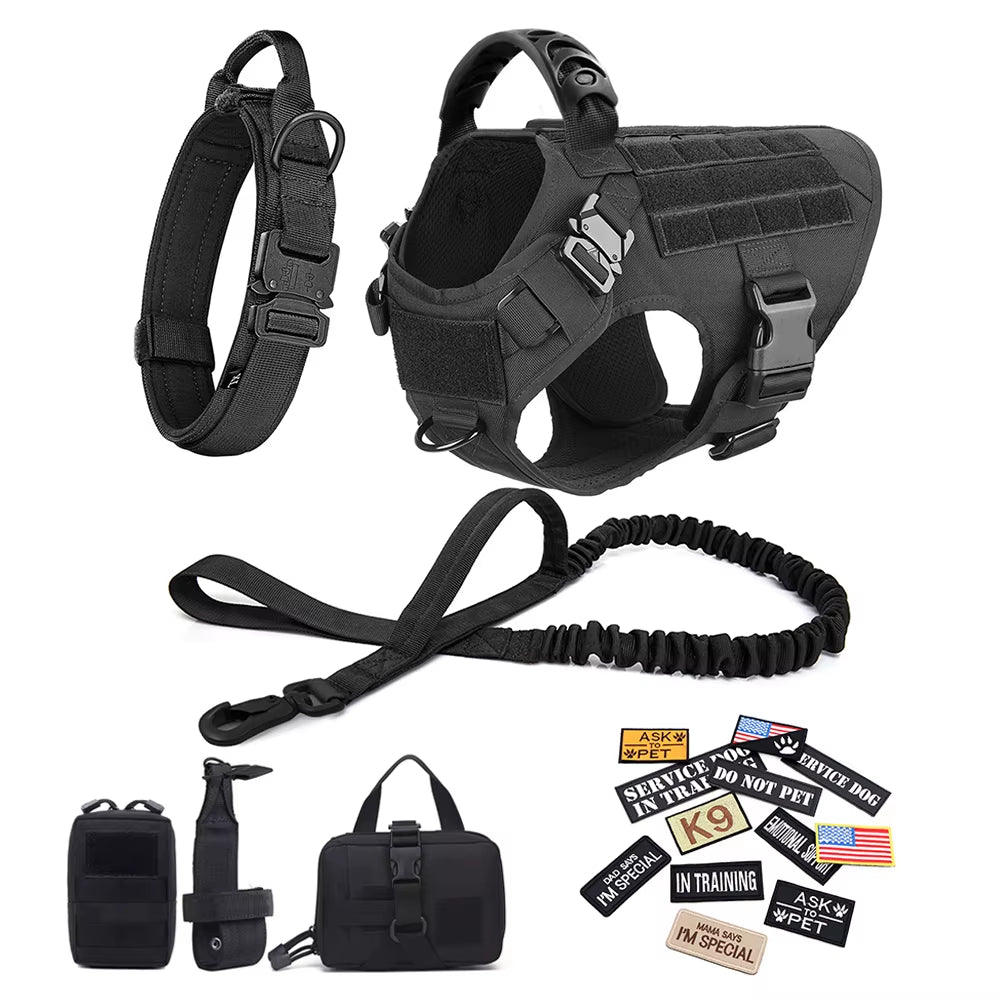 Tactical Dog Harness Kit 🐾 Military Training Vest with Patches & Bags