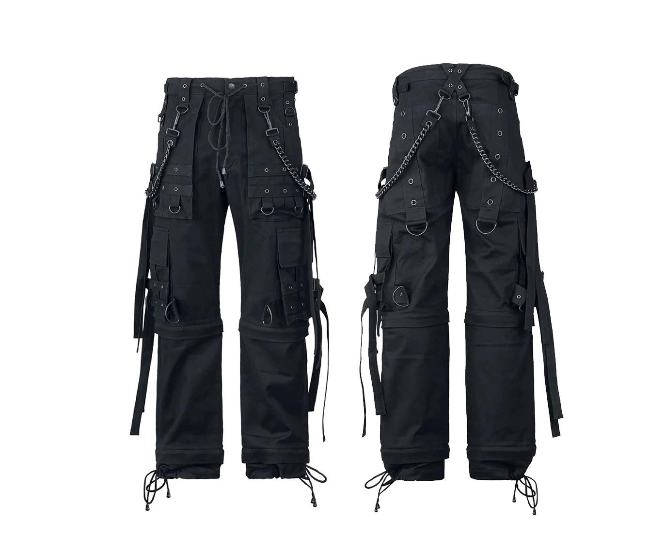 Elevate Your Style with Cyberpunk Gothic Chain Pants – Handmade Black Streetwear Trousers