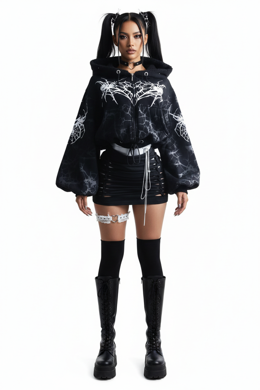 Mujer con conjunto gótico completo