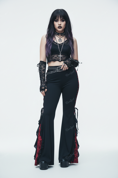 Mujer gótica con cabello morado - fondo blanco